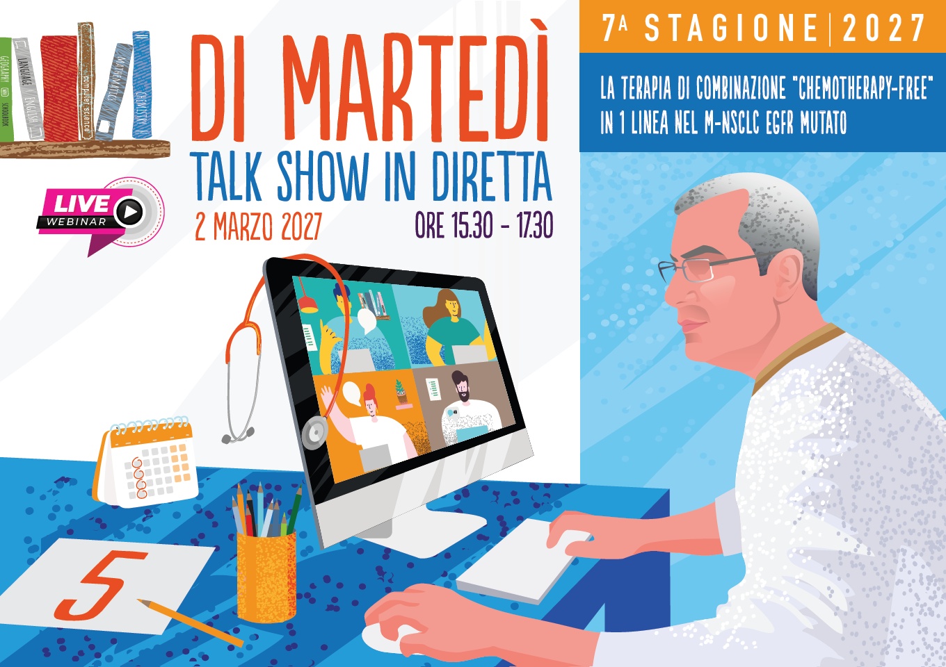 FAD - DI MARTEDI' TALK SHOW IN DIRETTA. LA TERAPIA DI COMBINAZIONE “CHEMOTHERAPY-FREE” IN 1 LINEA NEL M-NSCLC EGFR MUTATO